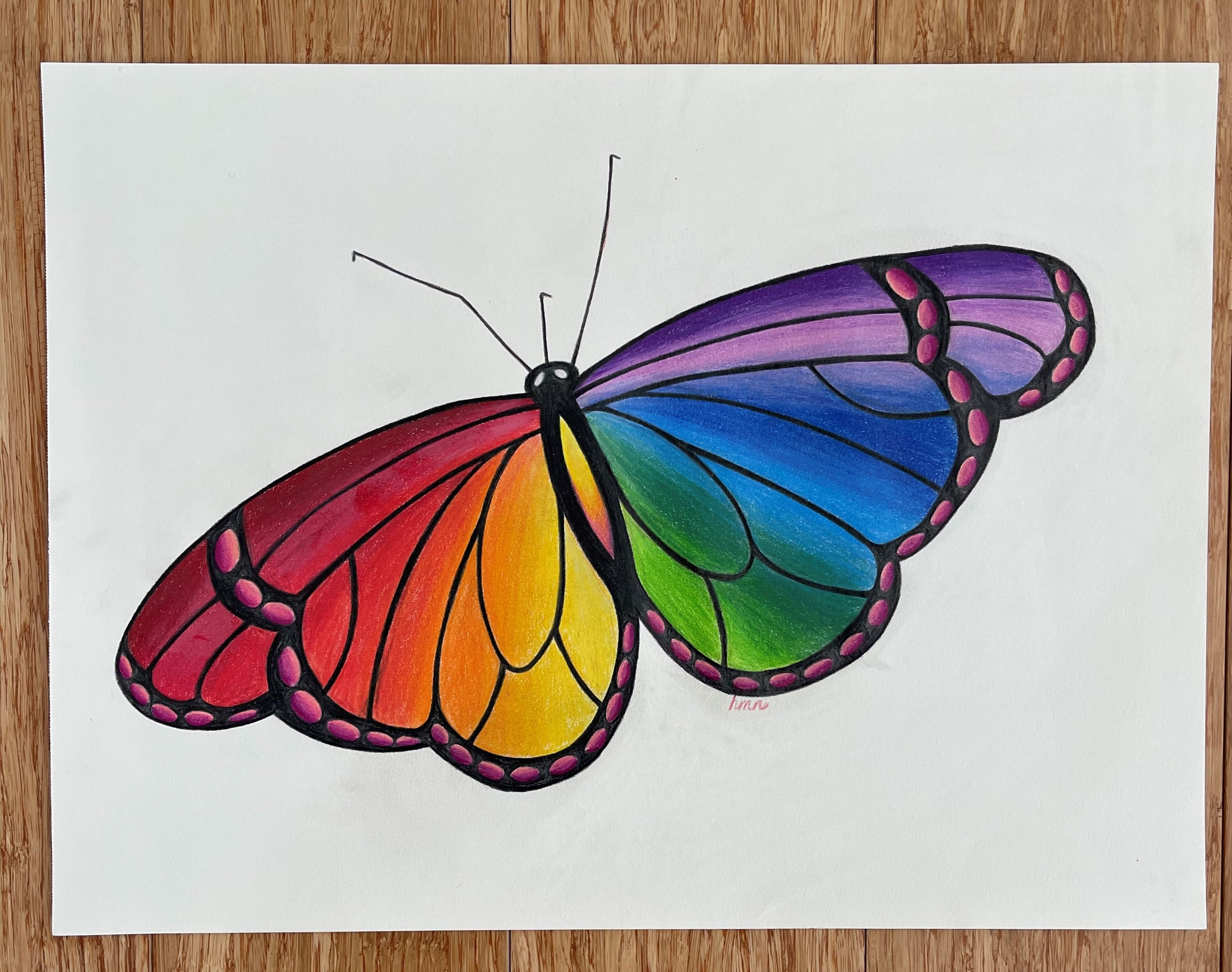 絵画 butterfly Kaleidoscope Butterfly Original Drawing - Etsy