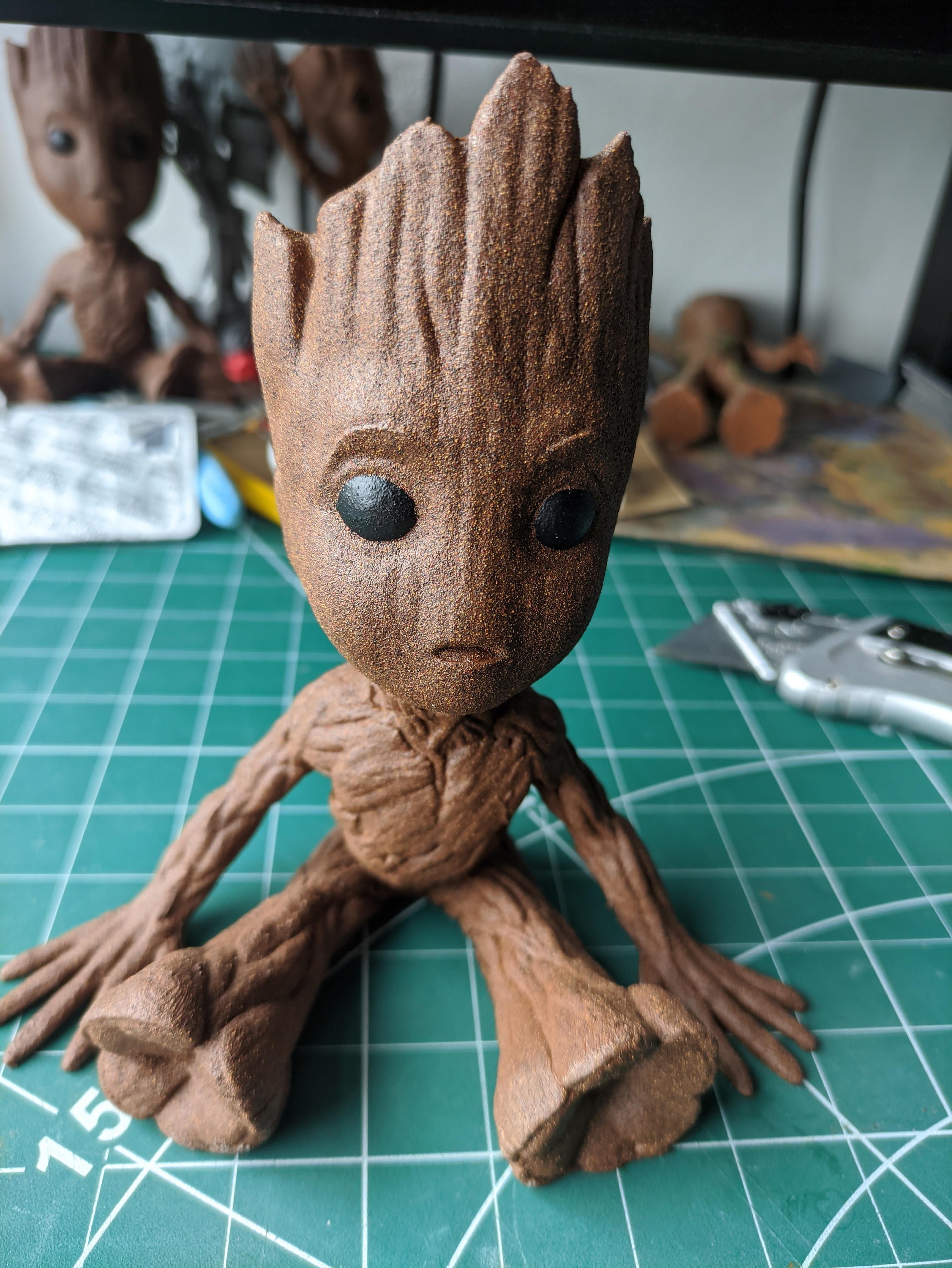6 Inch 3D Printed Baby Groot model figure. Textured wood | Etsy