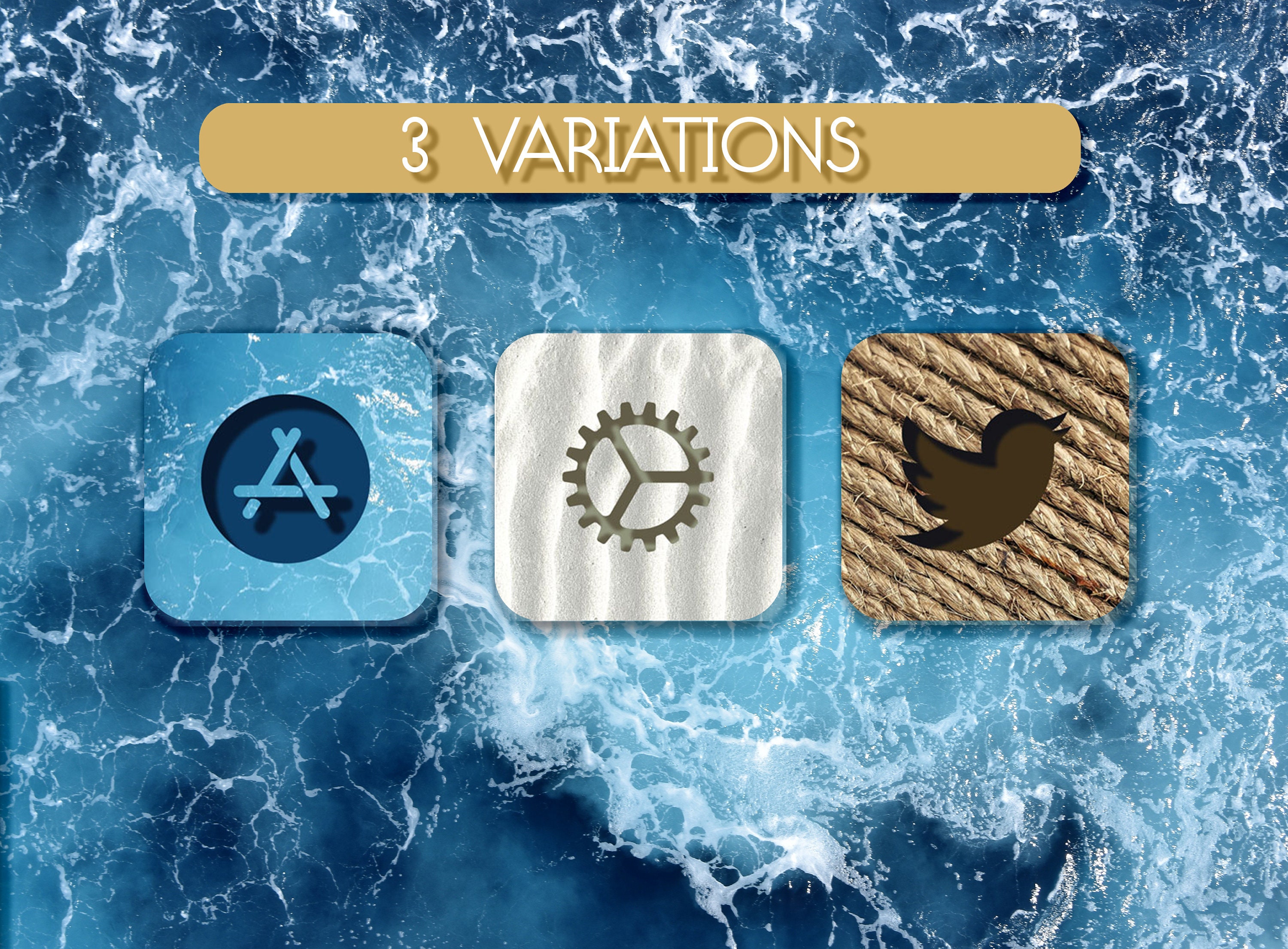 Ocean iOS 14 Nautical iPhone App Icons Sand iOS 14 Blue App Etsy