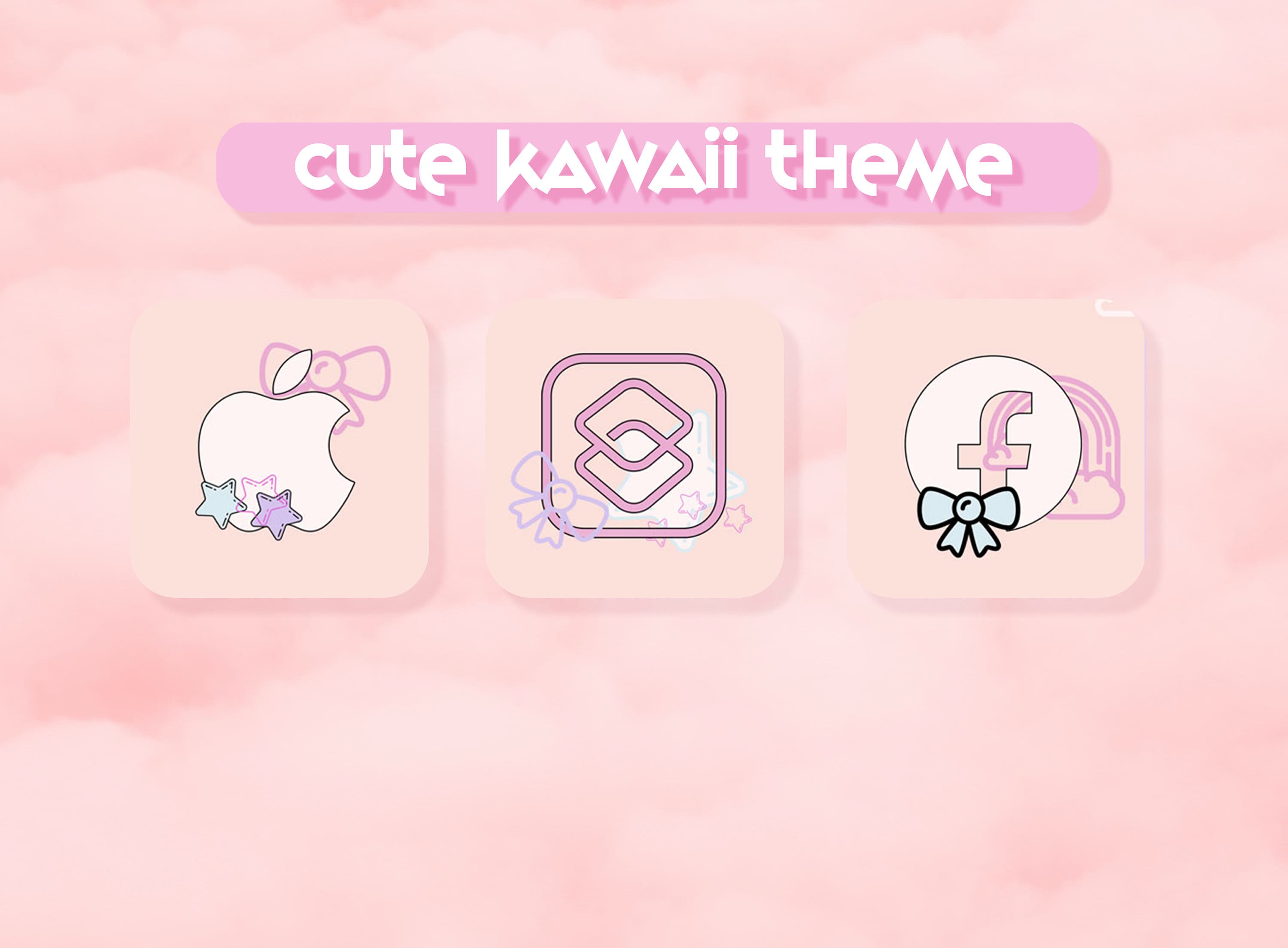 Kawaii App Icons Cute Anime iPhone IOS Kawaii App Icons iOS 14 Etsy