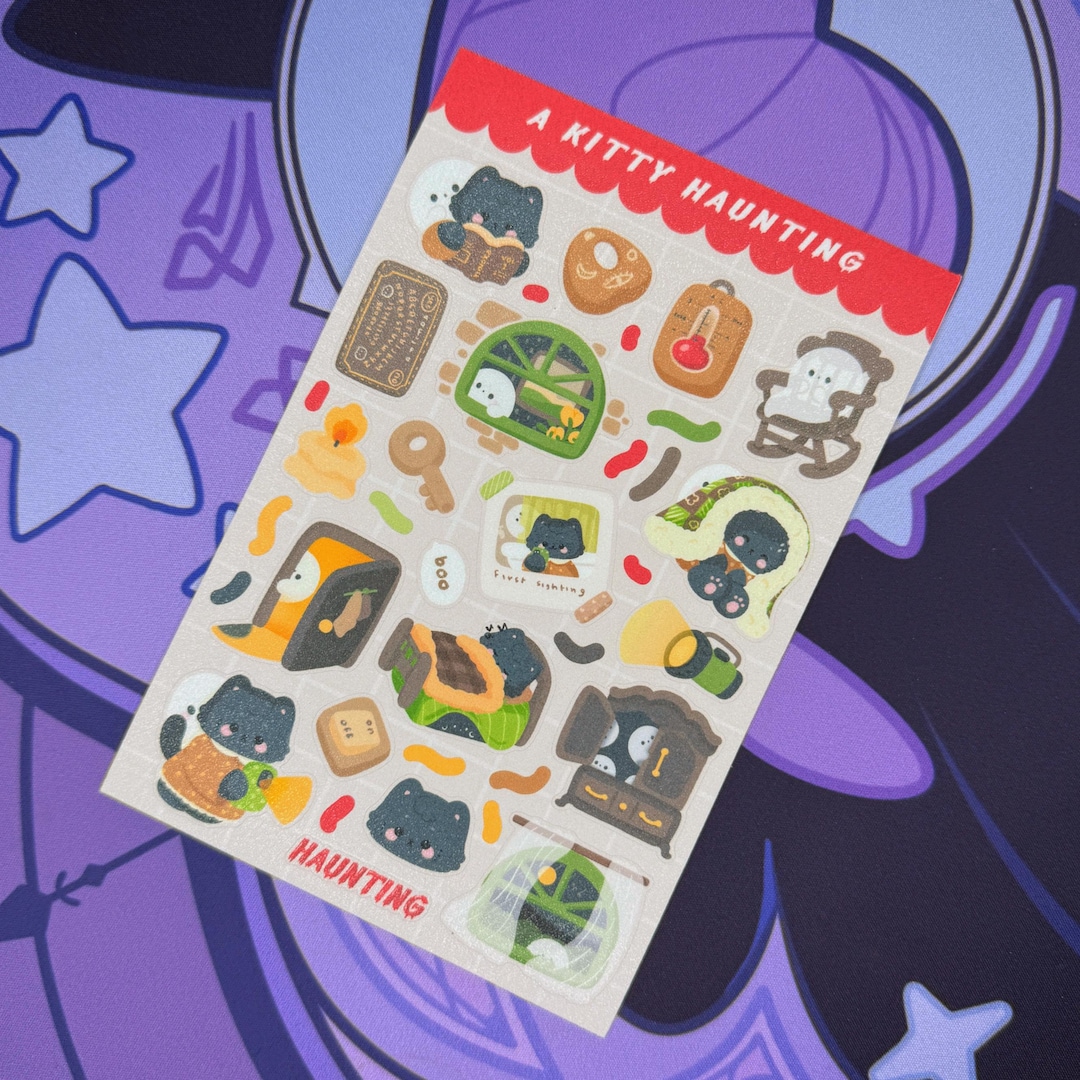 Spooky Cute Cat Sticker Sheet | Halloween Planner Stickers - Etsy