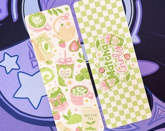 Matcha Tea Bookmark | Girly Aesthetic, Double-Sided