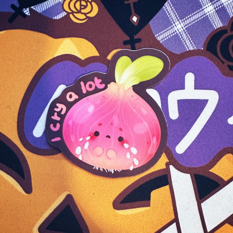 Crying Onion Sticker: Food-themed Vinyl Stickers - Etsy