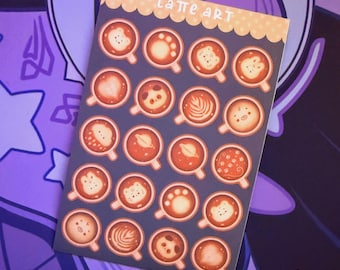 Kawaii Coffee Sticker Sheet | Latte Art Stickers