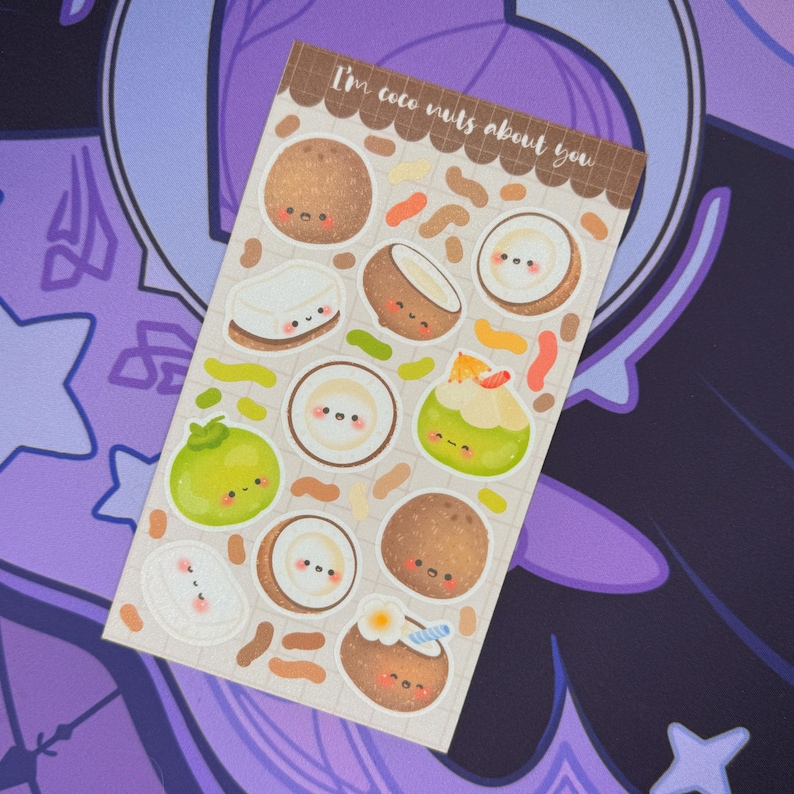 Coco Candy Sticker Design Coco Nuts Kawaii Sticker Sheet | Tropical Planner Stickers - Etsy