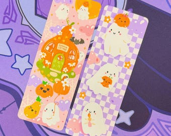 Pumpkin Cottage & Ghost Bookmark | Spooky Season Reading