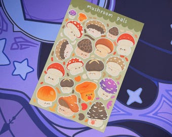 Cottagecore Mushroom Pals Sticker Sheet: Matte Vinyl (4x6")