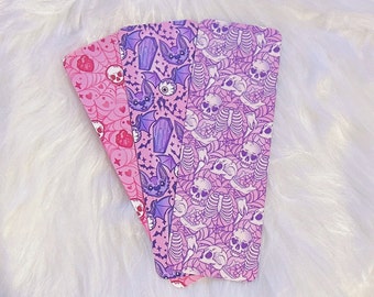 Pastel Goth Bookmarks: Skulls, Bats, Skeletons (Matte or Glossy)