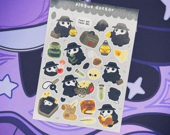 Plague Doctor Sticker Sheet: Spooky Gothic Apothecary Stickers