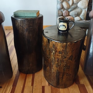 Stained Lodgepole Wood Stump Tables 18&quot; Tall