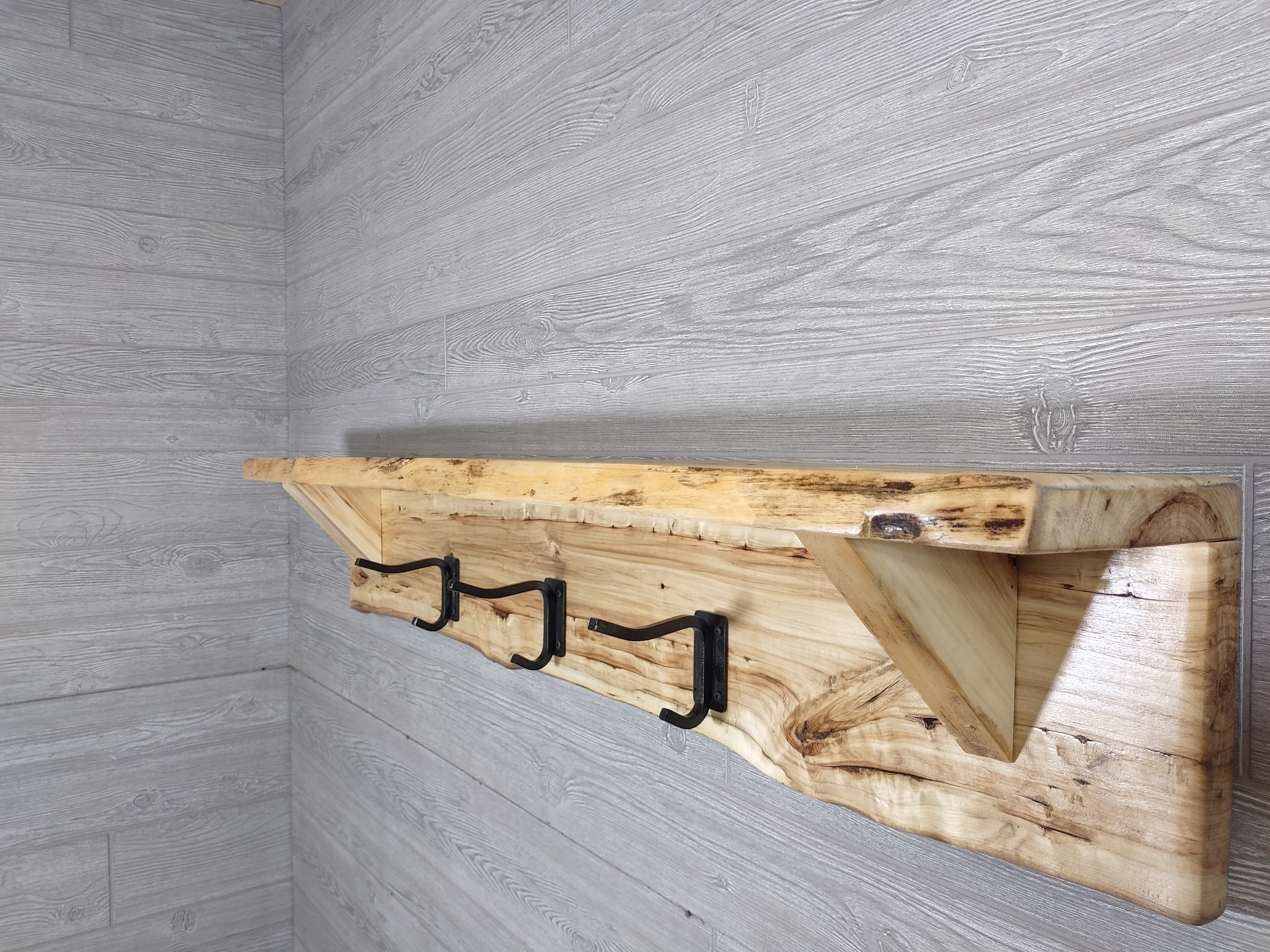 Peg Rack 4' Long | Wood Rack with Eight Pegs | Sawdust City LLC