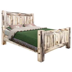 Natural Edge Blue Pine Panel Bed - Free Shipping!