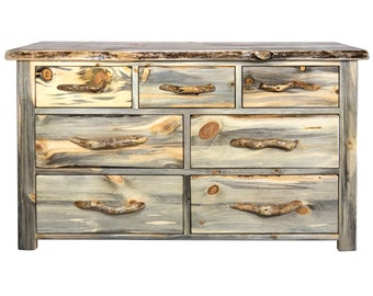 Natural Blue Pine Dresser -Seven Drawers - Free Shipping!