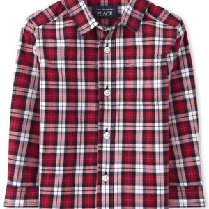Red Plaid Poplin Button Down Shirt, Toddler Button Up Shirt, Classic Toddler Top, Baby Boy Dress Top, Kids Denim Shirt, Boys Holiday Top