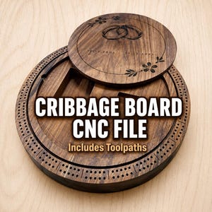 Cribbage Board CNC File with Toolpaths - svg, eps, c2d, dxf, png, Shapeoko