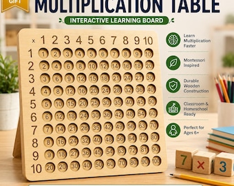 Wood Multiplication Table Chart - Counting Manipulative - Math Tool - Number Sense