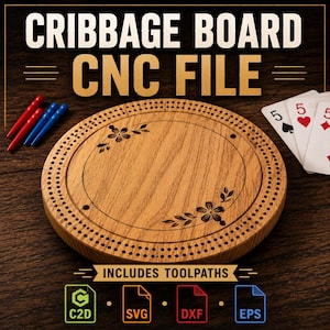 Archivo CNC para tablero de cribbage con trayectorias de herramienta - svg, eps, c2d, dxf, png, Shapeoko