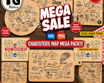 Charcuterie Map Mega Pack: SVG & PNG Files for Laser Engraving (Digital Download)