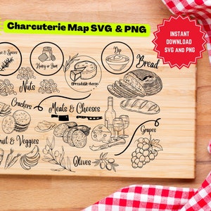 Charcuterie Map Square Image -PNG and SVG digital file for clipart, laser engraving, vinyl cutting