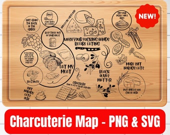 Charcuterie Map Image - PNG and SVG digital file for clipart, laser engraving, vinyl cutting