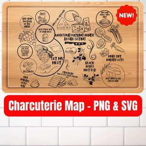 Charcuterie Map Bild - PNG und SVG digitale Datei für Clipart, Lasergravur, Vinylschneiden