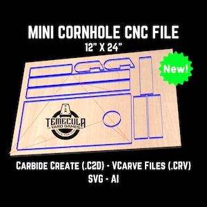 Mini Cornhole Board CNC File Set: 12x24" w/ 2.5" Frames, Airmail Blocker, Dado Legs, Cross Bracing for DIY Carving on CNC