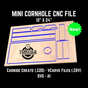 Mini Cornhole Board CNC File Set: 12x24" w/ 2.5" Frames, Airmail Blocker, Dado Legs, Cross Bracing for DIY Carving on CNC