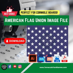 American Flag Union Image - Cinq (5) formats de fichiers numériques pour les cliparts, la gravure au laser, la découpe de vinyle, les planches de cornhole