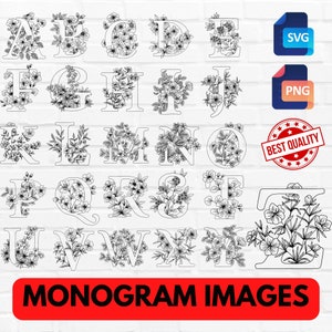 Monogram Images - PNG & SVG digital file for clipart, laser engraving, vinyl cutting