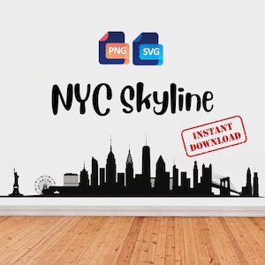 New York City Skyline SVG e PNG - Cut Files, Vector, Vinyl Cutter, Digital Image, Cut Ready