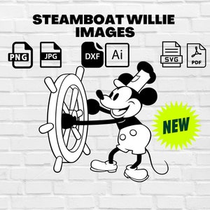 Steamboat Willie Mouse SVG, AI, PDF, dxf, jpg,png Imágenes para manualidades