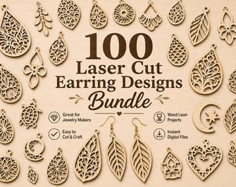 Laser Cut Earring SVG Bundle: 100 Boho Floral Wood Designs