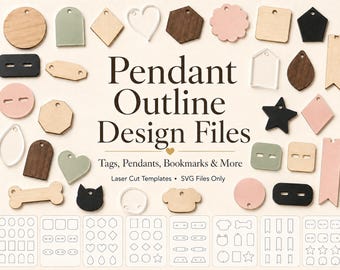 1000 Pendant Outline Design Files: SVG Files for Laser Cutting, Charms, Tags, Pendants (Digital Download)