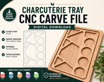 Charcuterie Tray CNC Carve File - Multiple Files Including svg, dxf, pdf, eps, crv