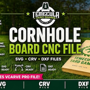 Archivos SVG, DXF y para la máquina CNC Vectric VCarve Pro para tableros de Cornhole.