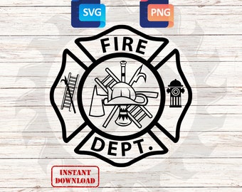 Logo des pompiers : Clipart PNG SVG pour la découpe de vinyle (fichier numérique)
