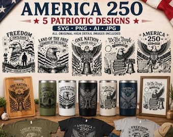America 250 Tumbler Wrap Image Bundle: 1776–2026 Bald Eagle Engraving
