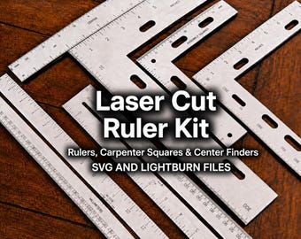 Laser Cut Ruler Kit Files | SVG + LightBurn Files | Rulers, Assembly Squares & Center-Finding Tools