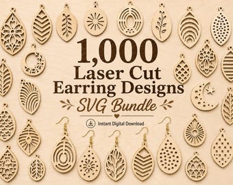 Laser Cut Earring SVG Bundle: 1000 Boho Floral Wood Designs