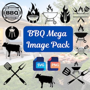 BBQ Image Pack  -  PNG and SVG digital file for clipart, laser engraving, vinyl cutting
