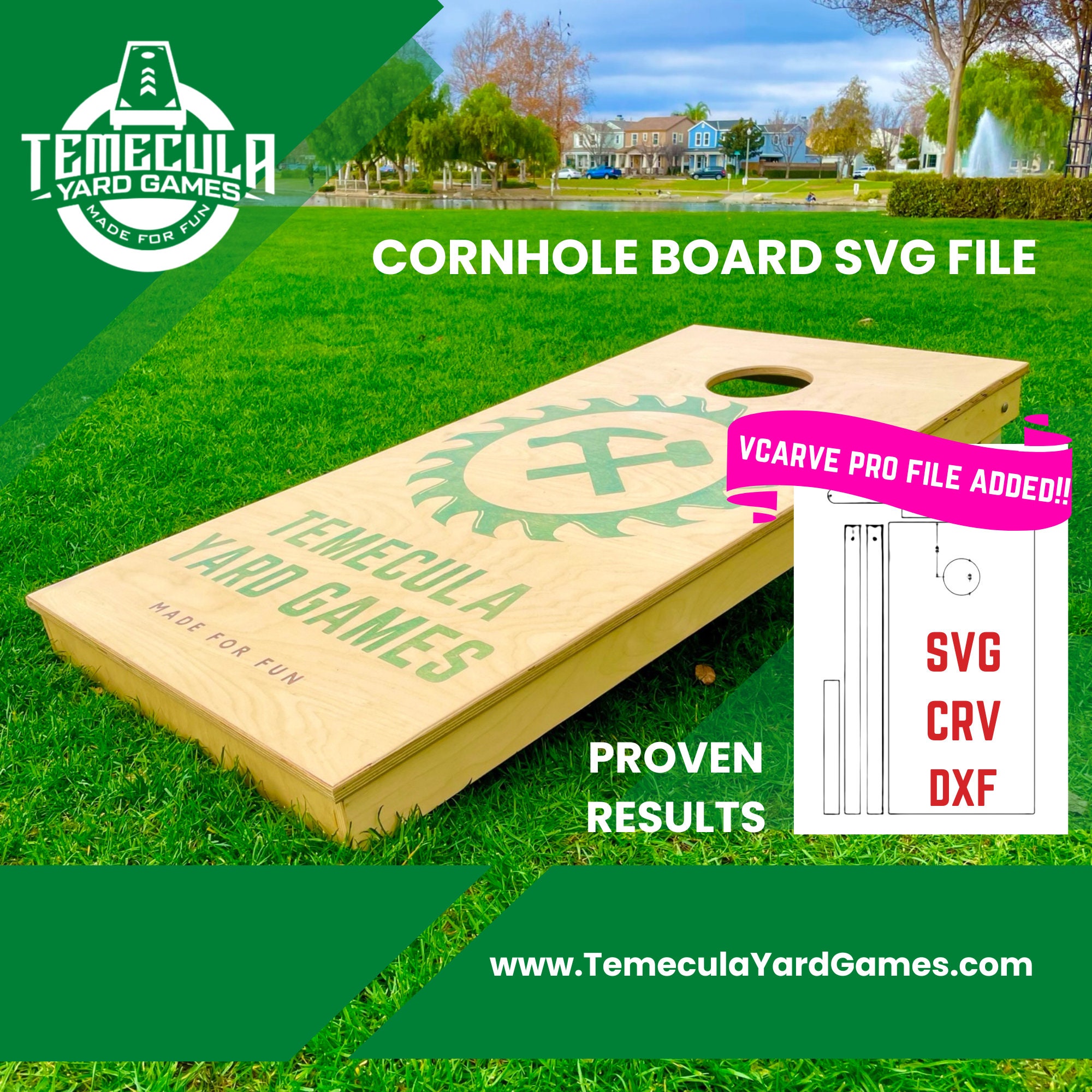 Cornhole Board SVG, DXF, Vectric VCarve Pro CNC Files