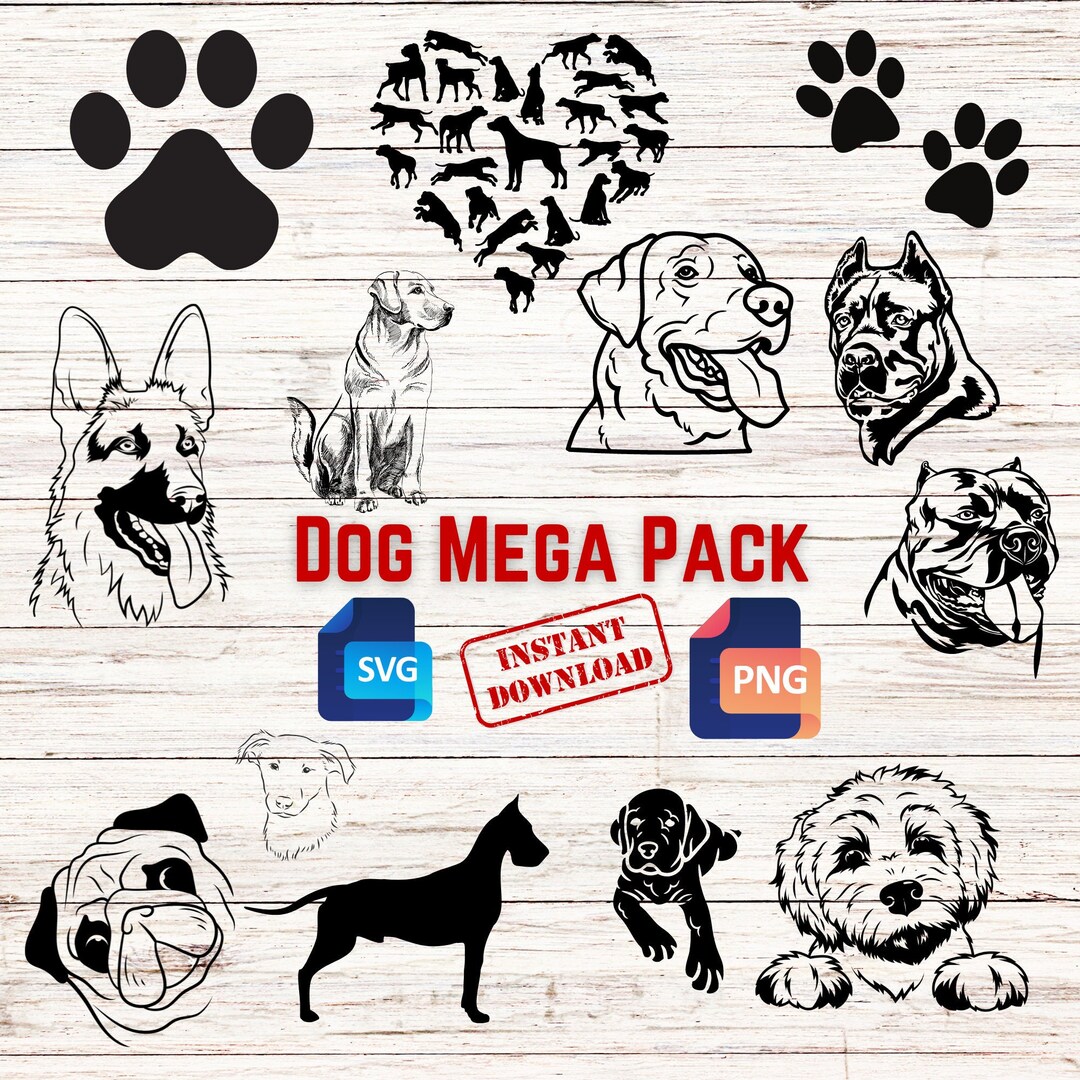 Dog Image Bundle - PNG and SVG Digital File for Clipart, Laser ...