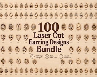 Laser Cut Earring SVG Bundle: 100 Boho Floral Wood Designs