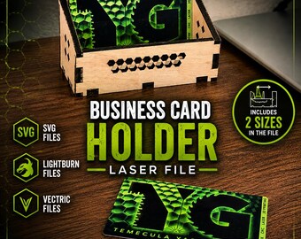 Business Card Holder SVG Bundle, Laser Cut Display Stand, LightBurn & Vectric Files - Two Sizes