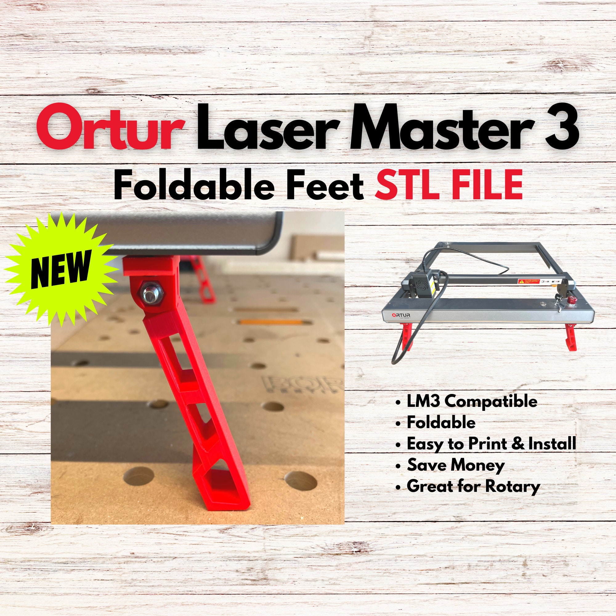 Ortur Laser Master 3 Foldable Legs STL File for 3D Printing 