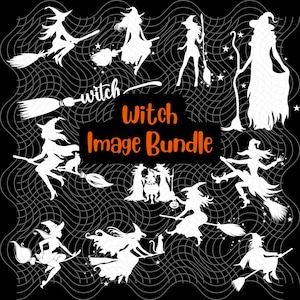 Halloween Hexe Bild Bundle - PNG und SVG digitale Datei für Clipart, Lasergravur, Vinylschneiden