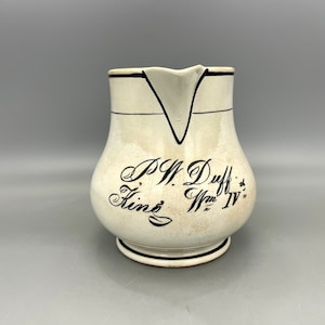 Antique  Victorian 19the century ,English old jug with black letters  ,   England.