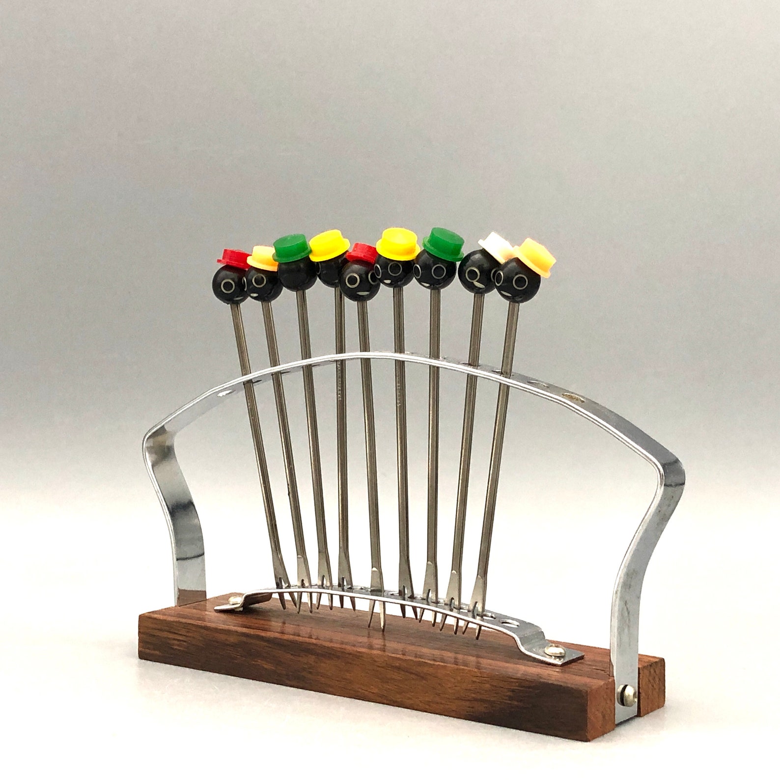 Mid Century Vintage Cocktail Sticksholder With 9 Sticks 1950s Etsy