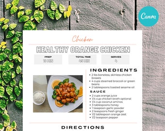Editable recipe Template Personalized Recipe Binder  Download Recipe Page Recipe Card Printable Recipe Page Template Digital Download