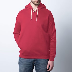 Red Fleece Hoodie: Changeable Drawstring, DIY-Friendly